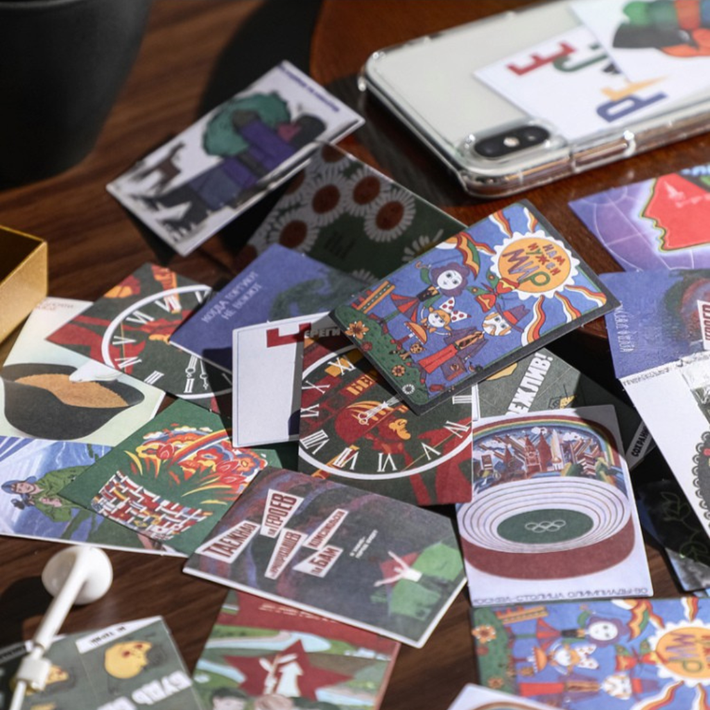 Retro Quotes and Images Poster Material Paper Sticker Pack